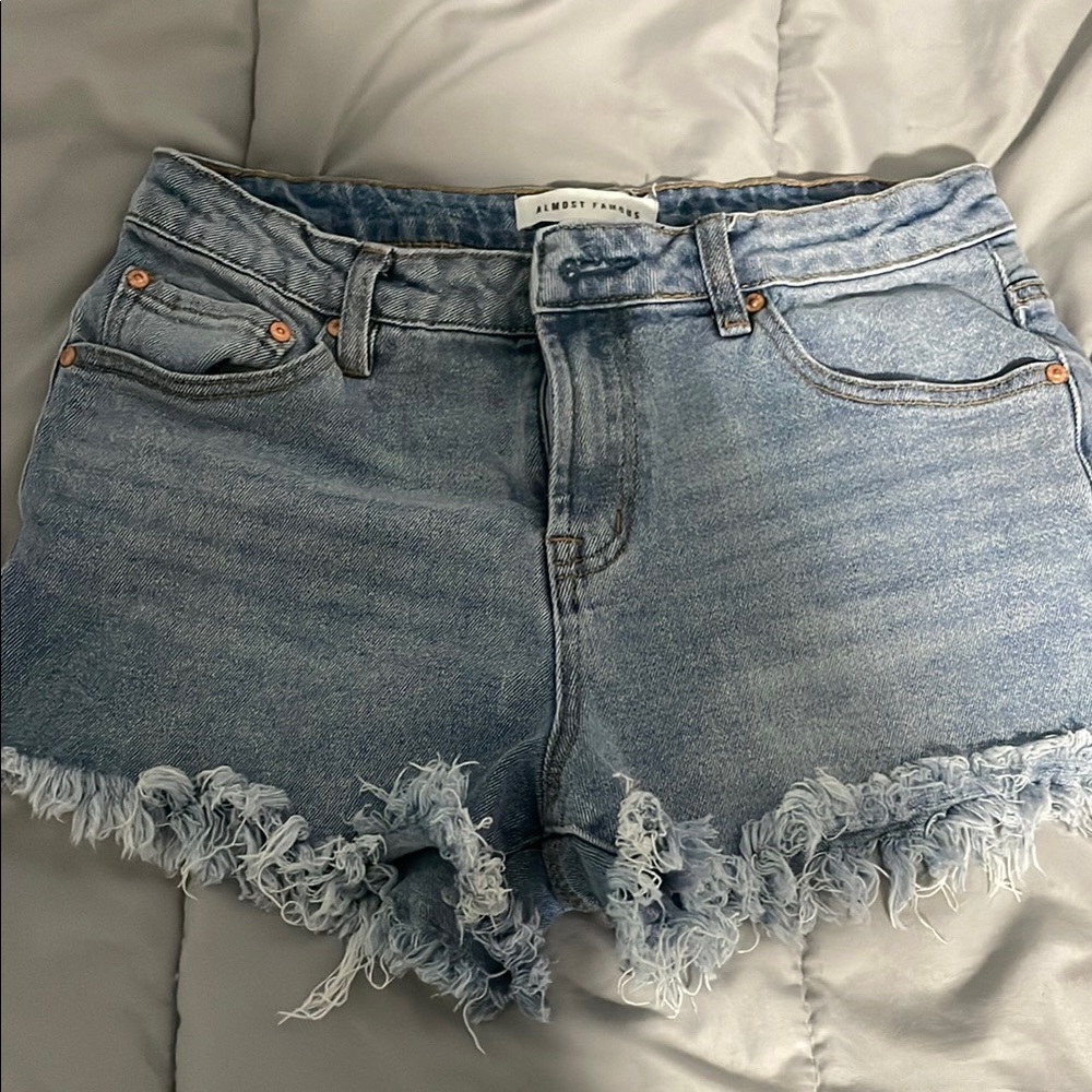 Almost Famous Blue Jean Shorts Frayed Hem